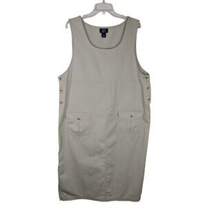 BJS sz1X jumper Beige   Overall dress pockets  Modest Prarie cottagecore Bust46"